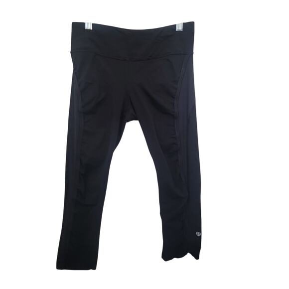 Lululemon Black Cropped Leggings Size 6 Gorp‎ Running Workout Gym Pull On Yoga - Picture 1 of 11
